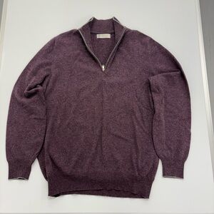 Brunello Cucinelli Dark Purple Zip-Up Cashmere Sweater | Luxury Italian Knitwear